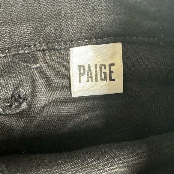 PAIGE Mayslie Straight Ankle Pants in Black Fog Luxe Coating - Size 30 - Picture 12 of 16